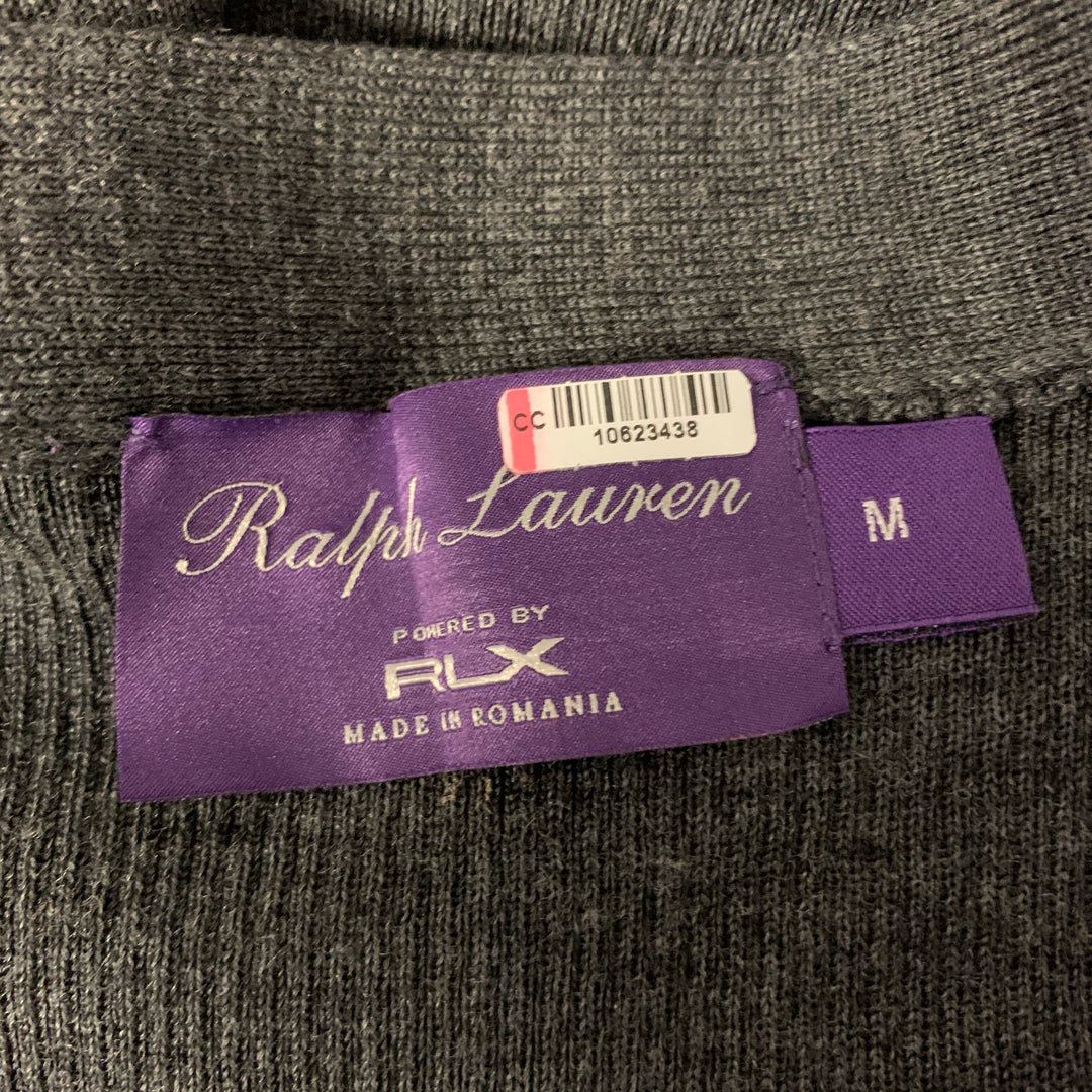 RALPH LAUREN Size M Charcoal Wool V-Neck Cardigan