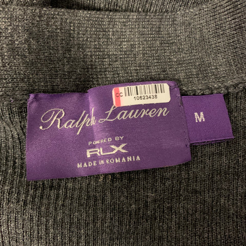 RALPH LAUREN Size M Charcoal Wool V-Neck Cardigan