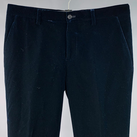 GIORGIO ARMANI Size 32 Navy Midnight Blue Velvet Flat Front Dress Pants