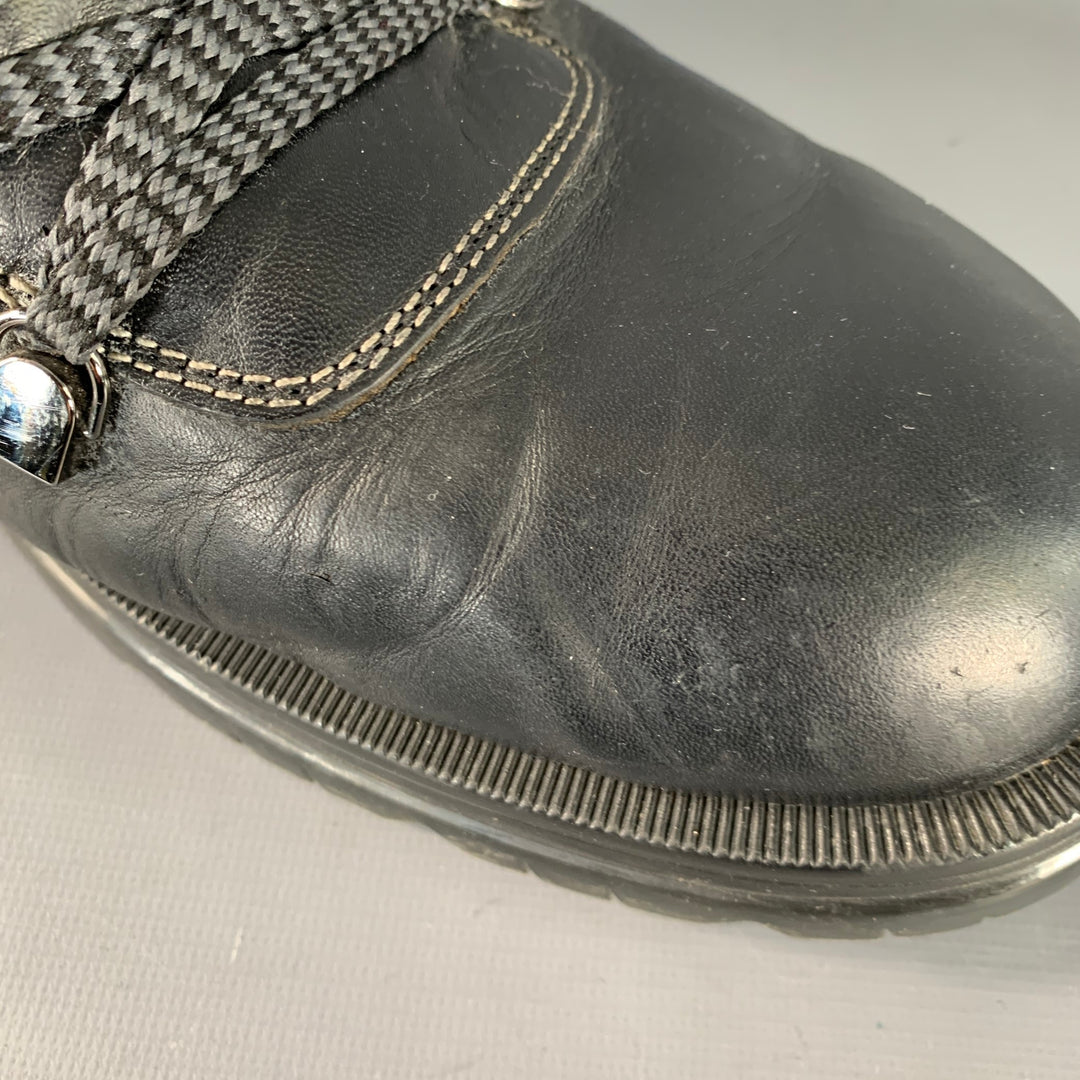 JIMMY CHOO Size 13 Black Leather Shearling Lace-Up Hiking Boots