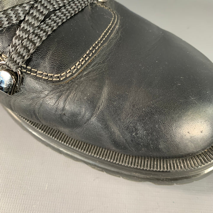 JIMMY CHOO Size 13 Black Leather Shearling Lace-Up Hiking Boots