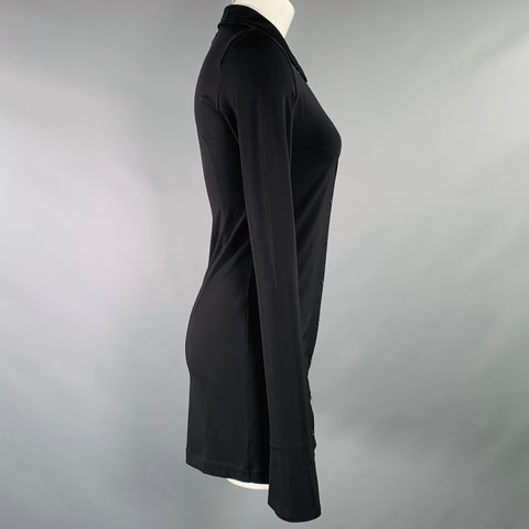 ETERNE Size S Charlie Black Viscose Blend Button Up Shirt