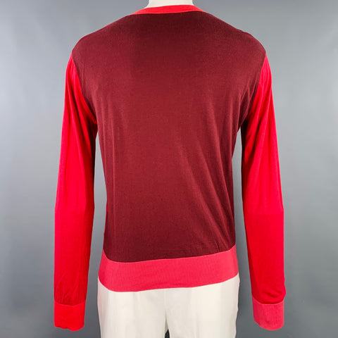PS by PAUL SMITH Size L Red Burgundy Two Toned Cotton Silk Cashmere Cardigan