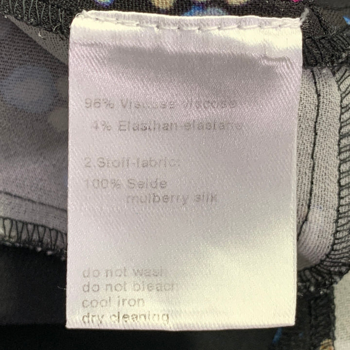 AKRIS Size 10 Black Multi Color Viscose Blend Abstract Cityscape Sleeveless Dress