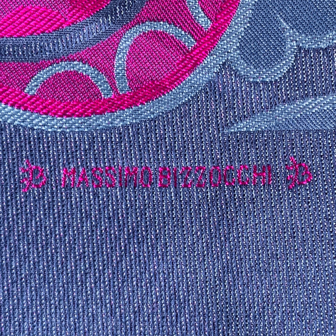 MASSIMO BIZZOCCHI Purple Fuchsia Pink Paisley Silk Pocket Square