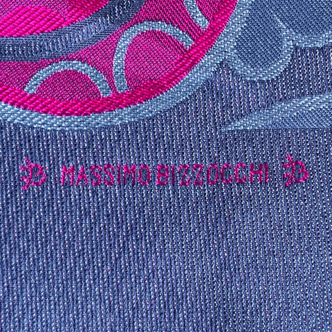 MASSIMO BIZZOCCHI Purple Fuchsia Pink Paisley Silk Pocket Square