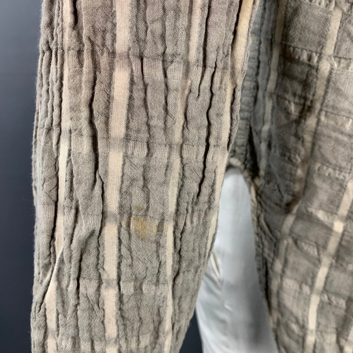 TENDER CO. Size L Grey Window Pane Cotton Patch Pockets Long Sleeve Shirt