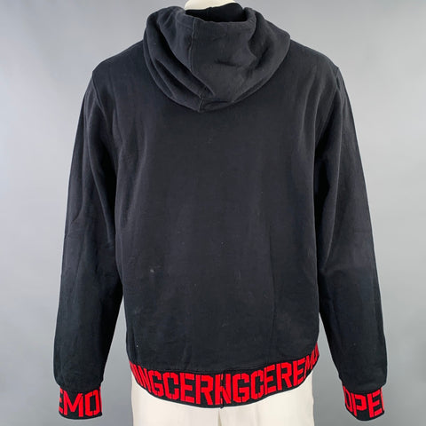 OPENING CEREMONY Size XL Black Red Cotton Hooded Sweatshirt