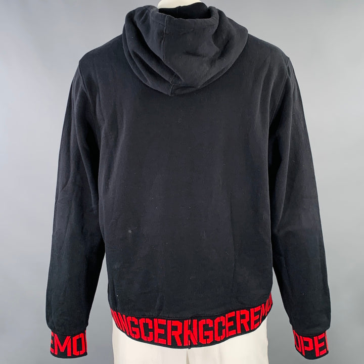 OPENING CEREMONY Size XL Black Red Cotton Hooded Sweatshirt