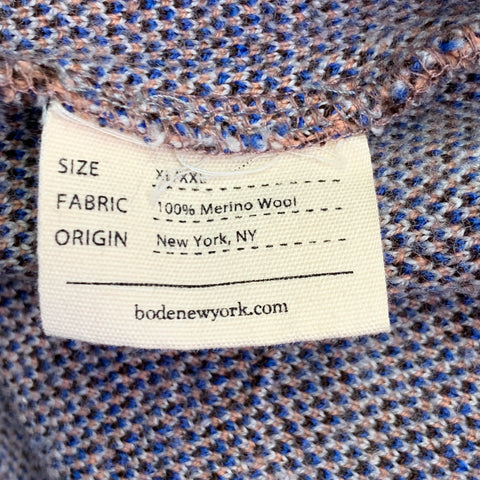BODE Size XXL Multi Color Knit Merino Wool Geometric 1/4 Zip Sweater