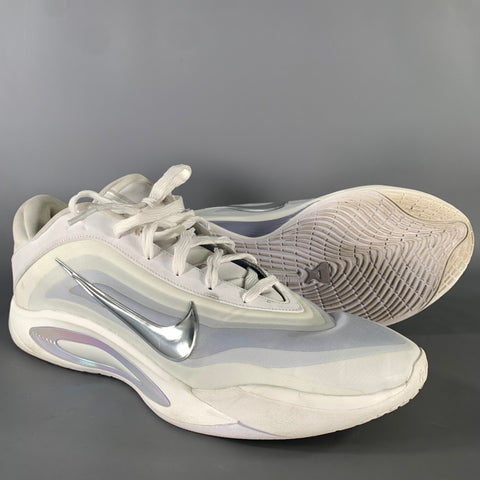 NIKE Size 15.5 White Silver Mixed Patterns Canvas Basketball Sneakers