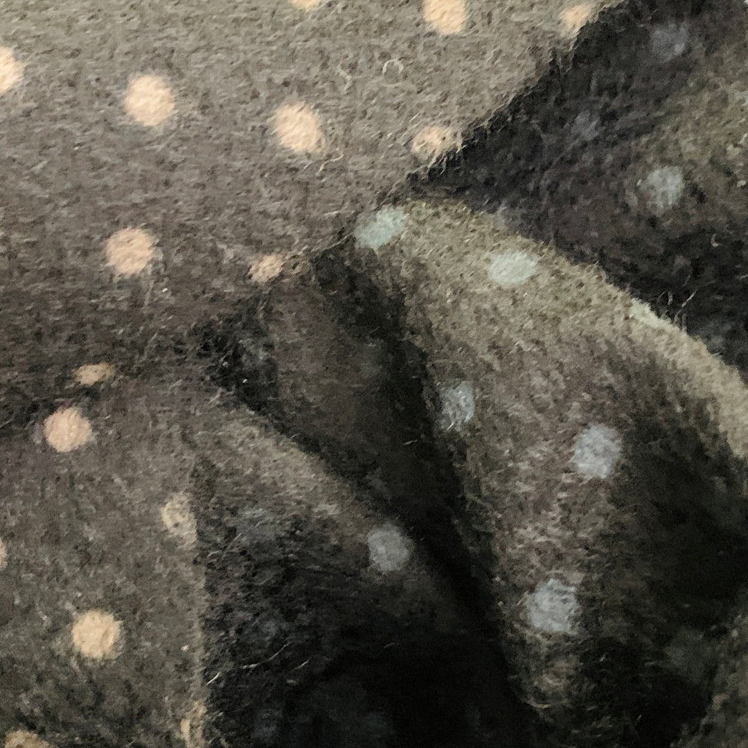 LORO PIANA Black Blue Tan Dots Reversible Cashmere Fringe Scarf