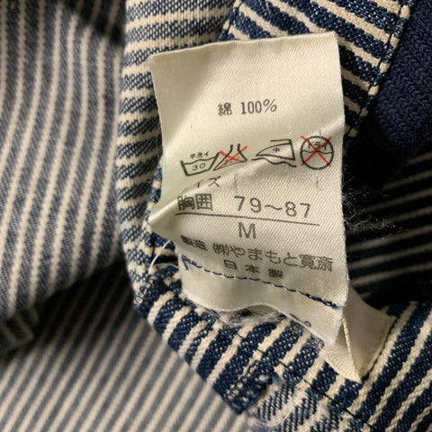 KANSAI YAMAMOTO Size M Blue White Stripe Cotton Shawl Collar Jacket