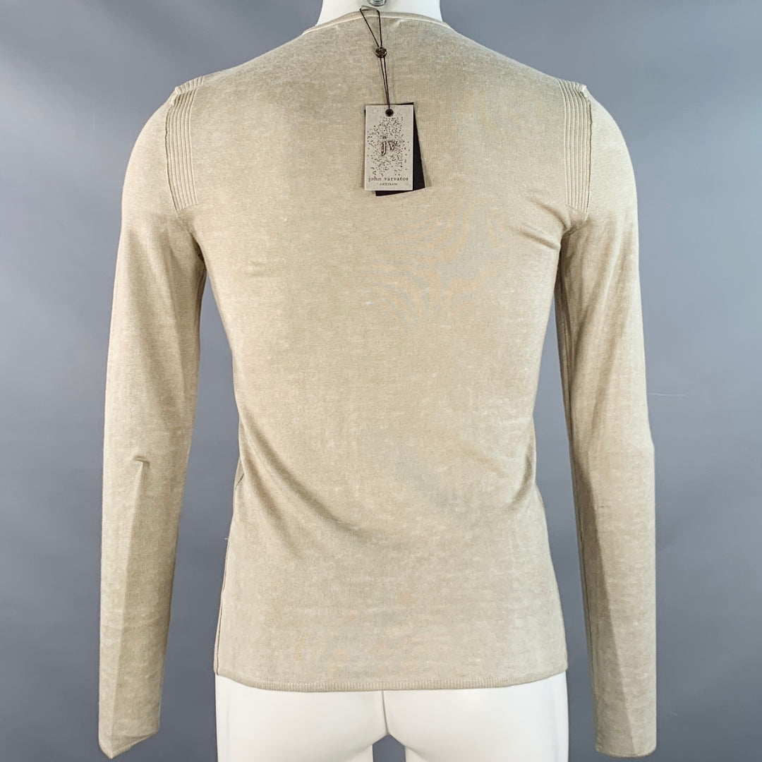 JOHN VARVATOS Size XS Green Sage Silk Cashmere Henley Pullover