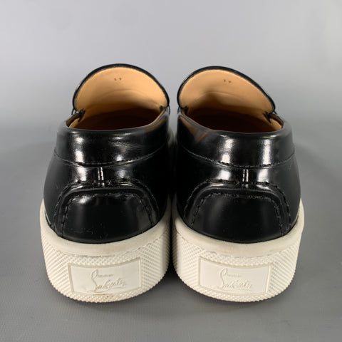 CHRISTIAN LOUBOUTIN Size 6 Black Red Color Block Leather Yacht Loafers