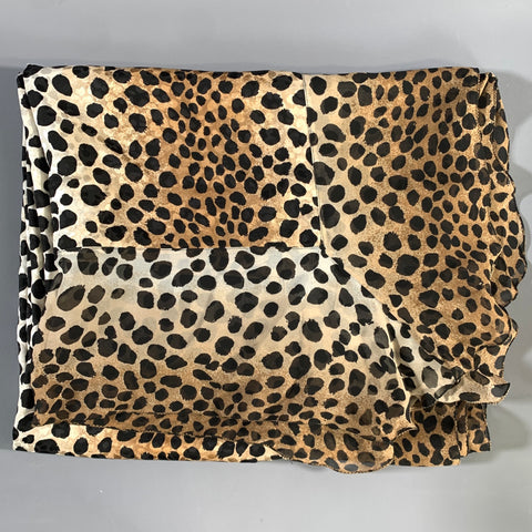 FRANCO FERRARI Tan Black Leopard Silk Scarf