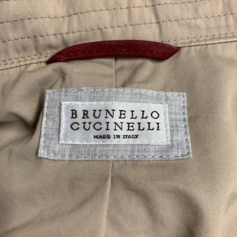 BRUNELLO CUCINELLI Size XXL Khaki Solid Cotton Polyamide Jacket