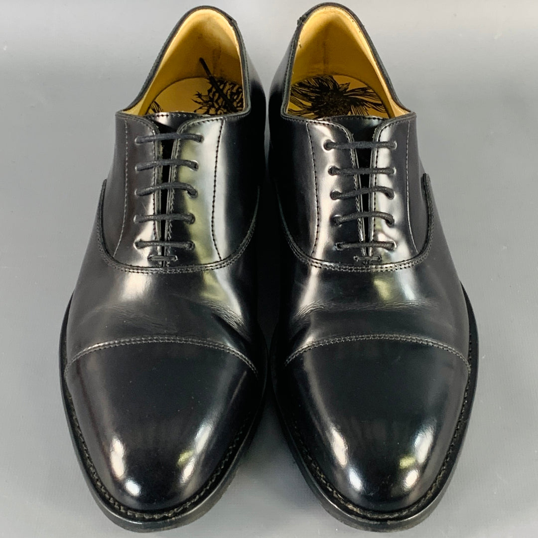 PAUL SMITH Size 7 Kenning Black Leather Cap Toe Oxford Lace-Up Shoes
