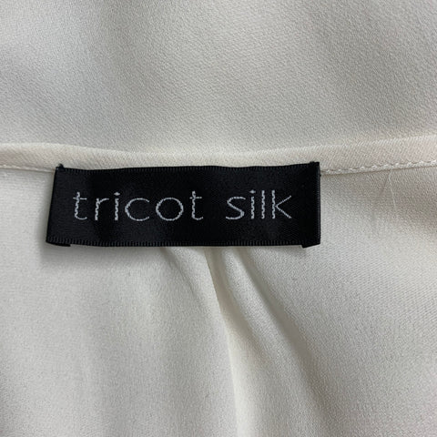 TRICOT Taille S Crème Soie Col Longue Patte Chemisier