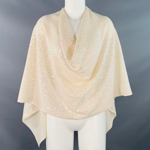 NEIMAN MARCUS Beige Pink Sequined Cashmere Scarf Shawl
