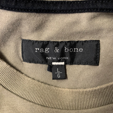 RAG & BONE Size L Green Black Embroidery Cotton Crew-Neck T-shirt