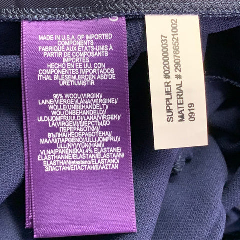 RALPH LAUREN COLLECTION Size 2 Navy Virgin Wool Blend Crepe Tapered Dress Pants