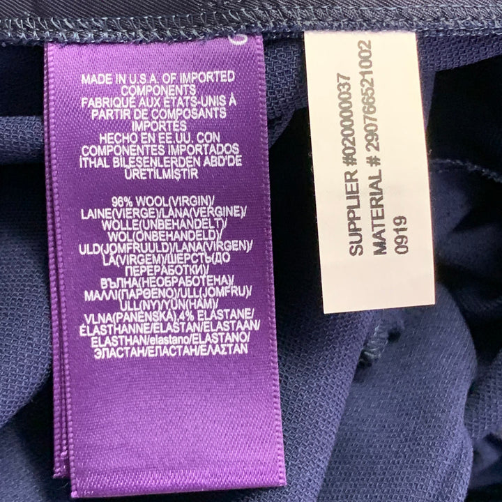 RALPH LAUREN COLLECTION Size 2 Navy Virgin Wool Blend Crepe Tapered Dress Pants