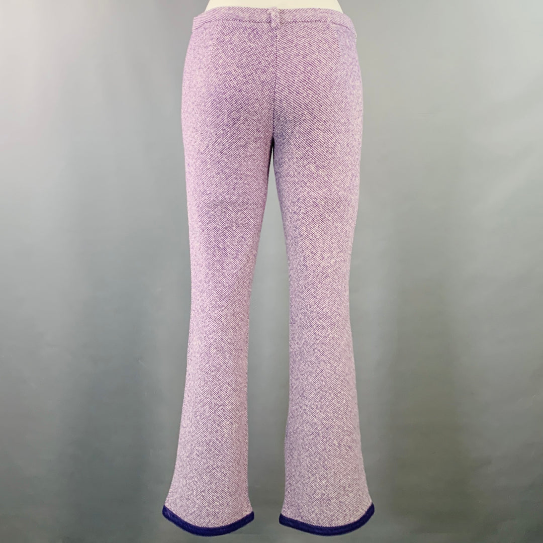 D&G by DOLCE & GABBANA Size 26 Purple White Wool Blend Woven Flared Dress Pants