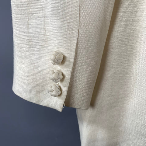 SHANGHAI TANG Size M White Linen Nehru Collar Jacket