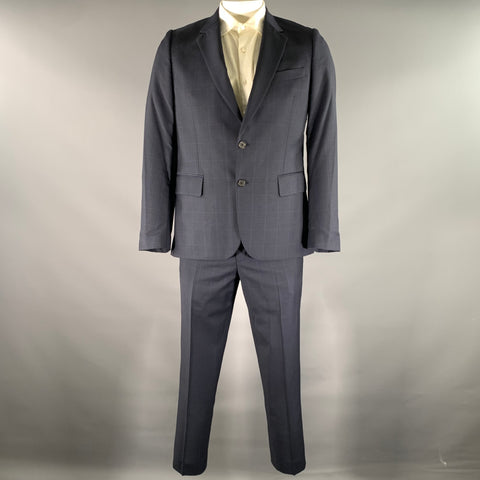PAUL SMITH Size 42 Navy Blue Window Pane Wool Notch Lapel Suit