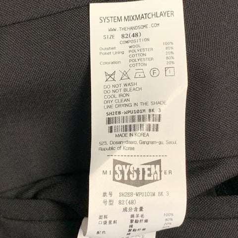 SYSTEM Size 34 Black Wool Flat Front Tapered Zip Fly Dress Pants