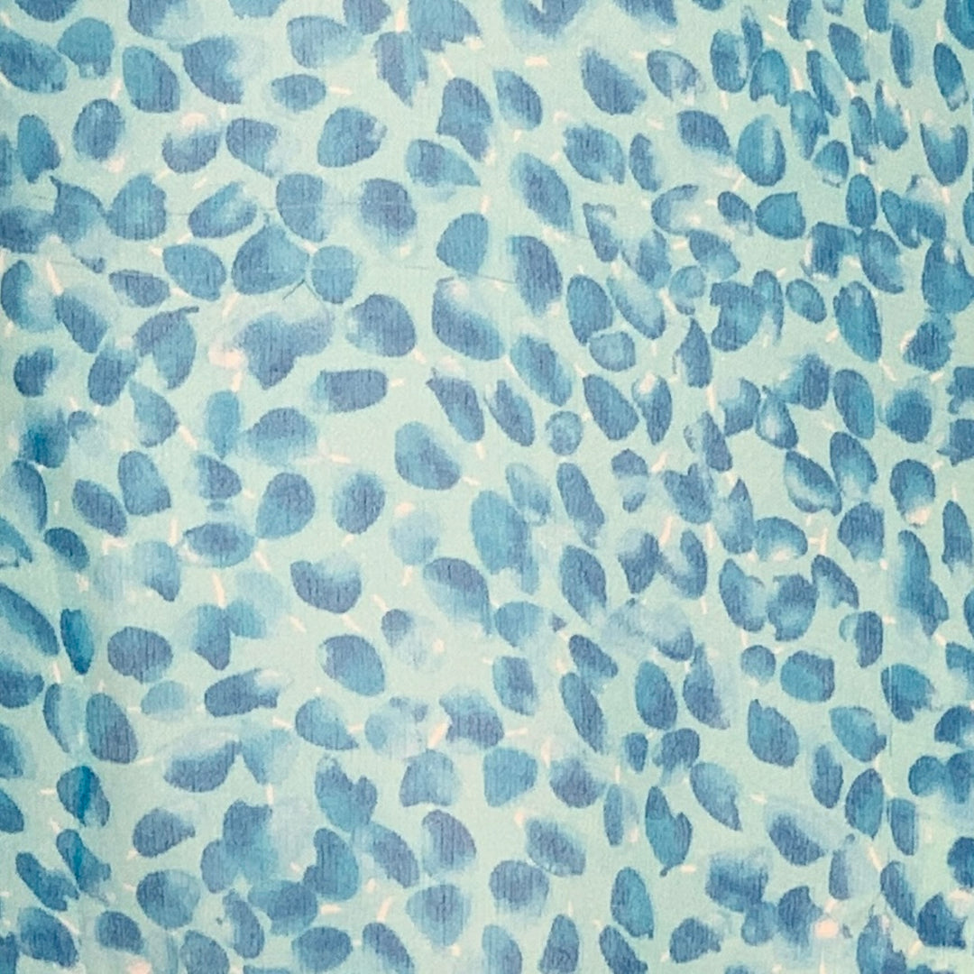 DIANE VON FURSTENBERG Size 12 Aqua Blue Silk Abstract Hidden Buttons Shirt