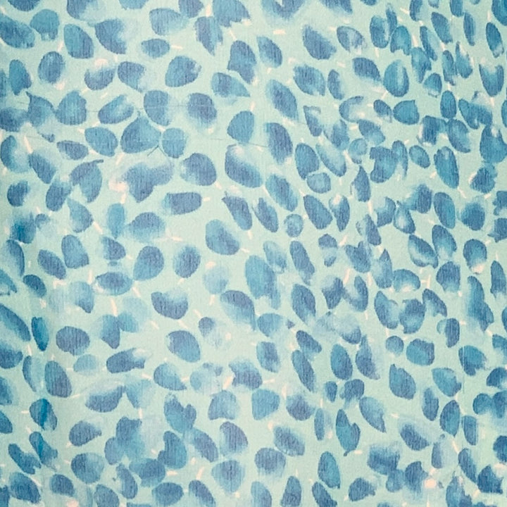 DIANE VON FURSTENBERG Size 12 Aqua Blue Silk Abstract Hidden Buttons Shirt