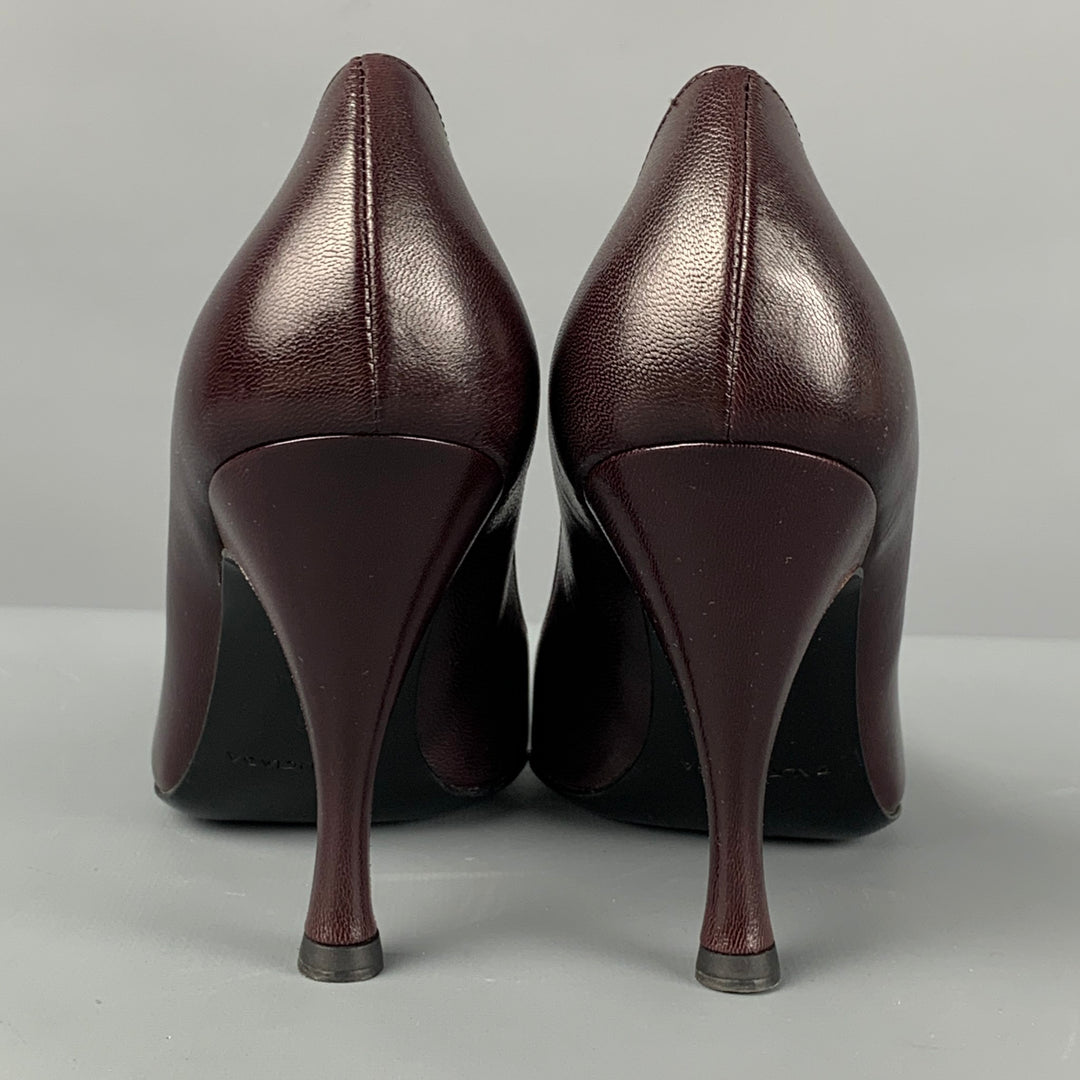 BALENCIAGA Size 6 Dark Burgundy Leather Classic Pumps