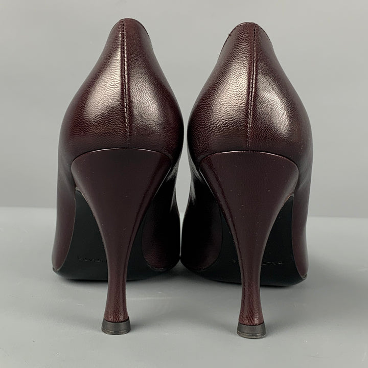 BALENCIAGA Size 6 Dark Burgundy Leather Classic Pumps