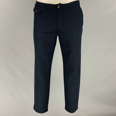 VISVIM Talla L -VS High Water Elias- Pantalones casuales con cordón de mezcla de nailon azul marino