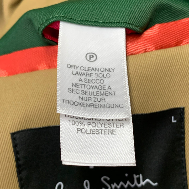 PS by PAUL SMITH Size L Tan Cotton Blend Single Breasted Hidden Placket Coat