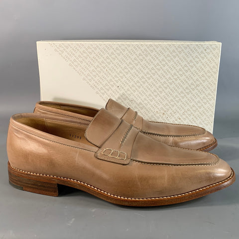GRAVATI Size 9.5 Tan Beige 17293 Leather Penny Loafer Loafers