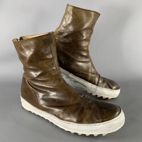 SEI OTTO Size 10 Brown White Crackled Leather Winter Boots