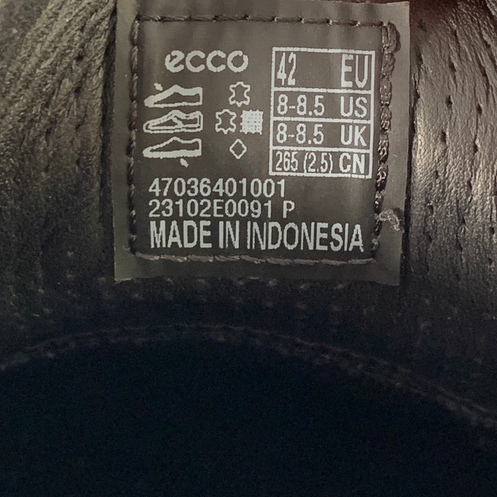 ECCO Size 9 Soft 7 Black White Leather Low Top Sneakers
