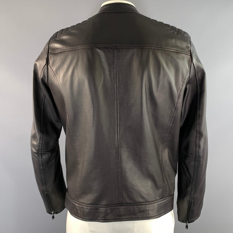 DAVIDE CERASI Size 44 Grey Quilted Leather Zip Up Jacket