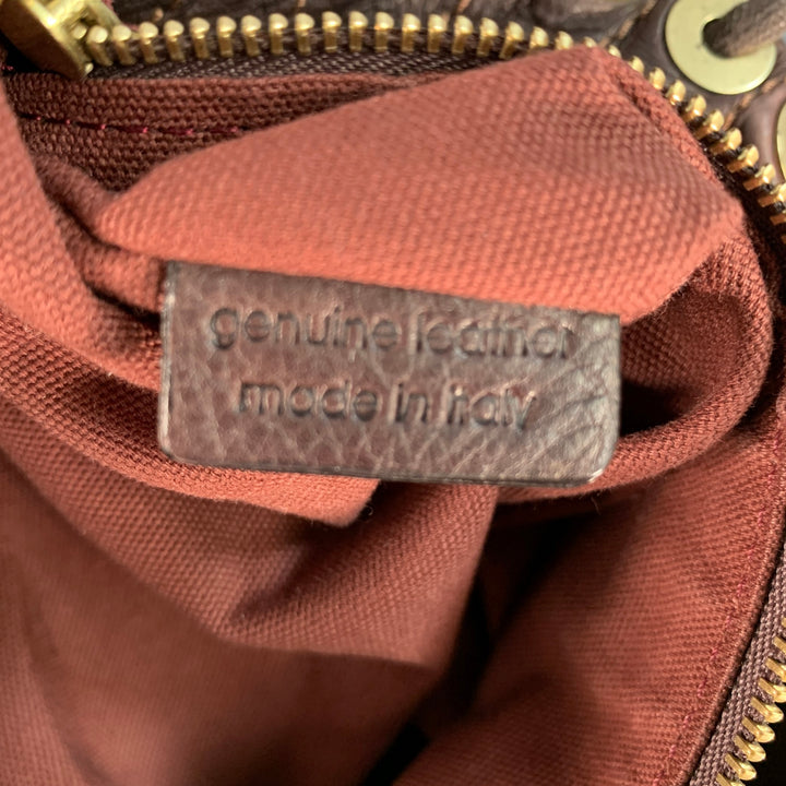 DONNA KARAN Brown Gold Leather Leather Shoulder Bag Handbag