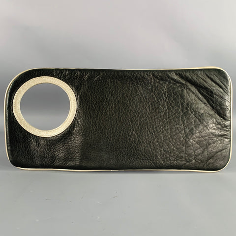 ARZA Black Silver Leather Clutch Handbag