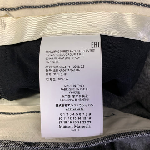 MAISON MARGIELA Size 10 Grey Heathered Wool Deconstructed Dress Pants