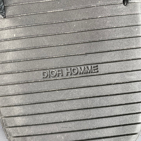 DIOR HOMME Size 10 Black Mixed Fabrics Rubber Canvas Straps Sandals