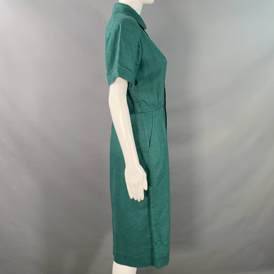 green emerald velvet dress YVES SAINT LAURENT Vintage Size 6 Green Linen Button Up Pleated Shirt – Sui  Generis Designer Consignment