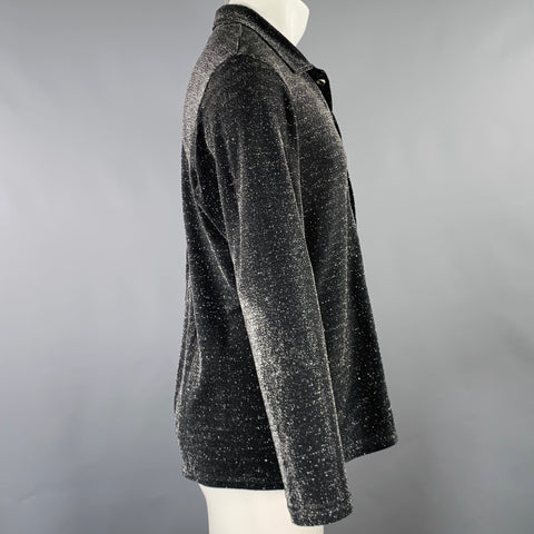 CRAIG SIGNER Size M Black Silver Metallic Polyamide Button Up Long Sleeve Shirt