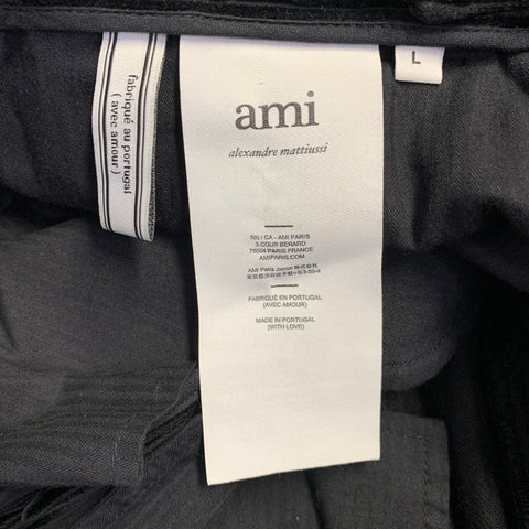 AMI by ALEXANDRE MATTIUSSI Size L Black Corduroy Cotton Button Fly Casual Pants