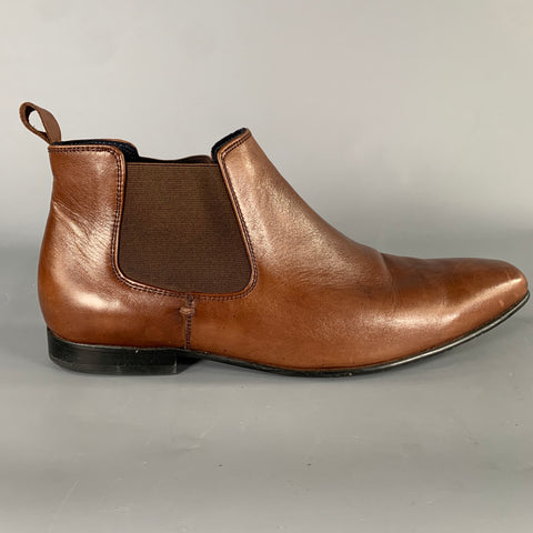 DROVER Size 12 Brown Leather Square Toe Boots