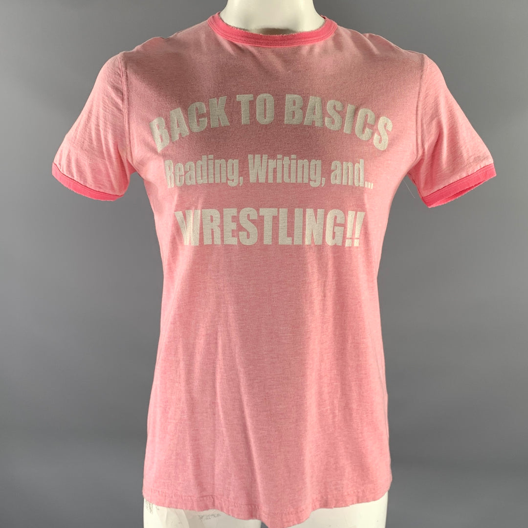DSQUARED2 Size XL Pink Heather Cotton Ringer T-shirt